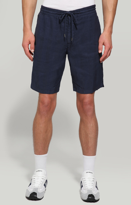 Men's shorts with tape, BLUE, hi-res-1