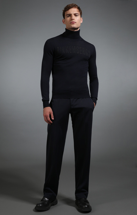 Men's navy turtleneck sweater, NAVY, hi-res-1
