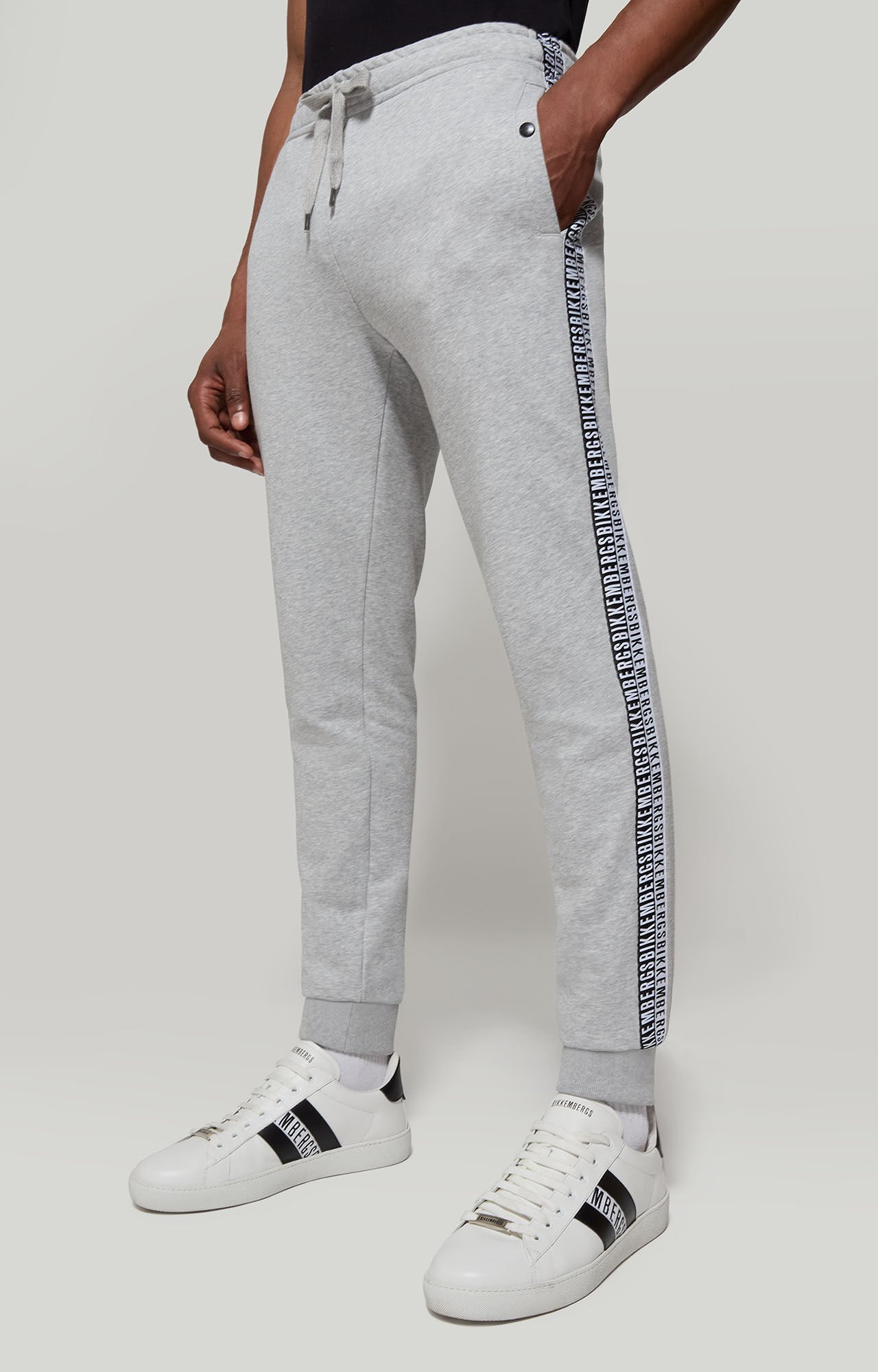 Grey Men s joggers with double tape Bikkembergs