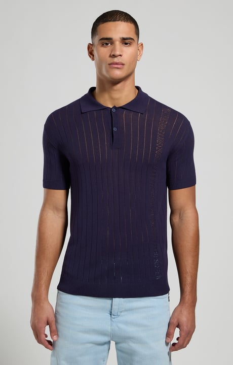 Polo uomo in maglia, MOOD INDIGO, hi-res-1