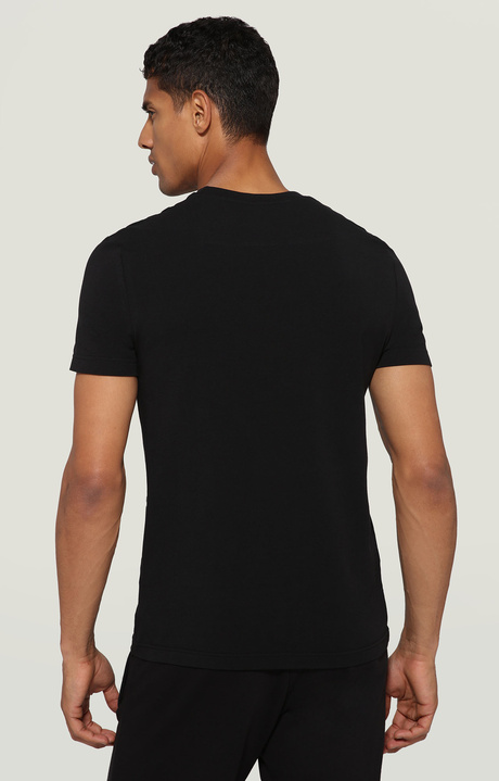Men's T-shirt with contrast print, BLACK, hi-res-1