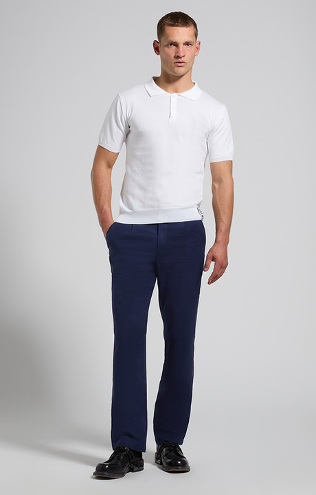 Men's knit polo shirt with insert panel, WHITE, hi-res-1