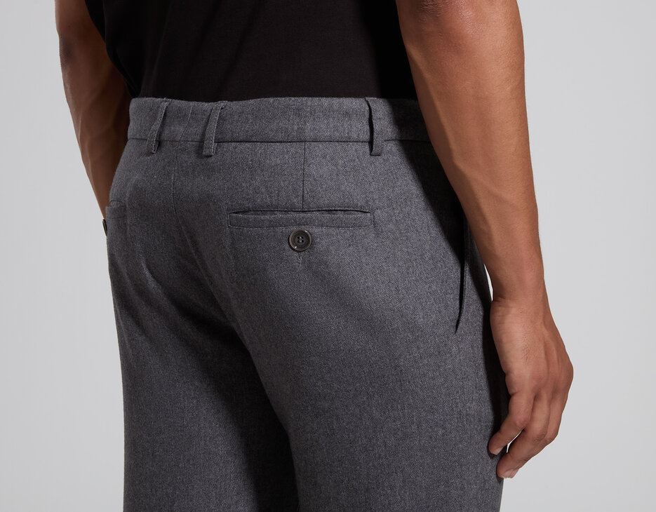 Men's grey wide-fit flannel pants, DARK GREY MELANGE, hi-res-1