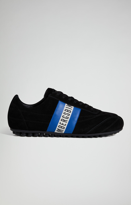 Men's Soccer suede leather sneakers, BLACK, hi-res-1