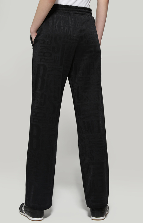 Pantaloni tuta donna in felpa jacquard, BLACK, hi-res-1