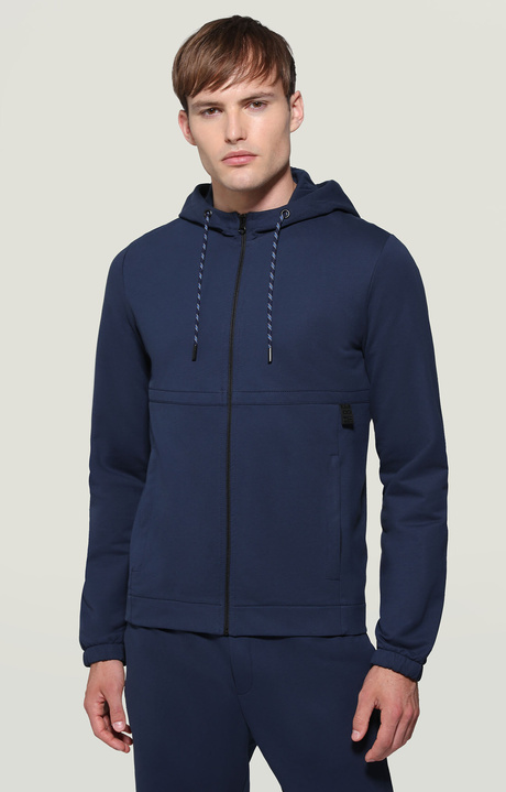 Men's hoodie sweatshirt with zipper, BLUE, hi-res-1