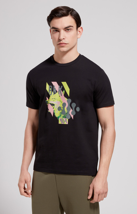 Men's slim fit maxi print T-shirt, BLACK, hi-res-1