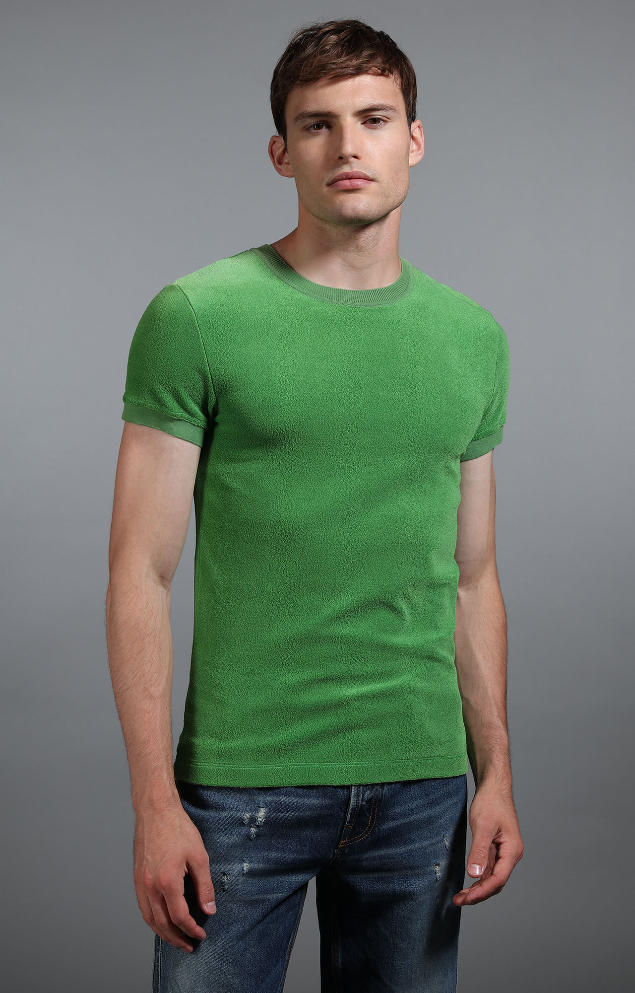 DIRK BIKKEMBERGS 半袖Tシャツ オリーブグリーン Men's Green green t-shirt in jersey | Bikkembergs