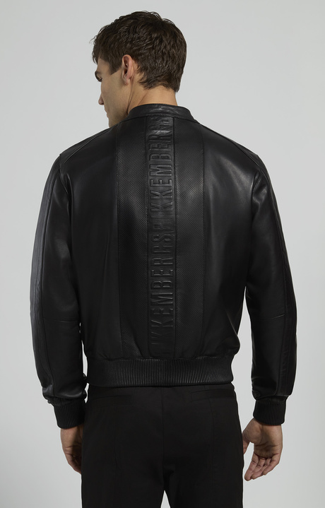 Men's leather jacket, BLACK, hi-res-1