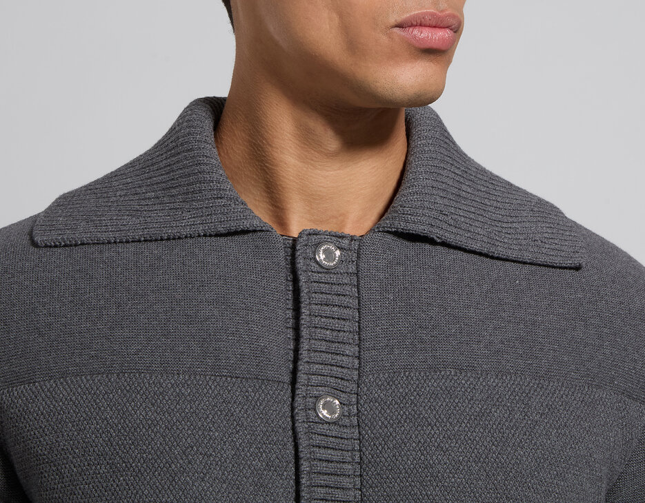 Piumino uomo in cotone grigio fit boxy, DARK GREY MELANGE, hi-res-1
