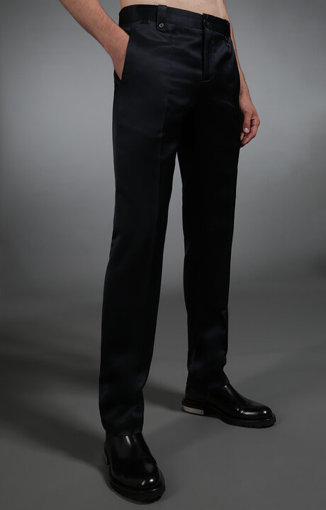 bikkembergs Blue Men's navy satin trousers