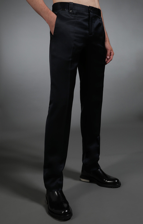 Men's navy satin trousers, NAVY, hi-res-1