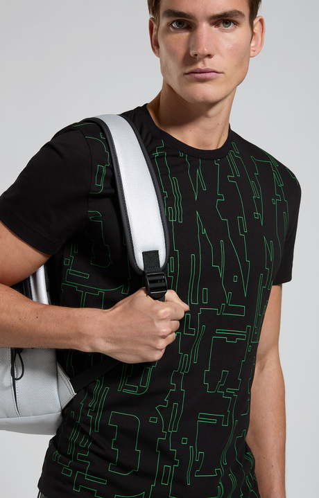 Men's optical print T-shirt, BLACK, hi-res-1