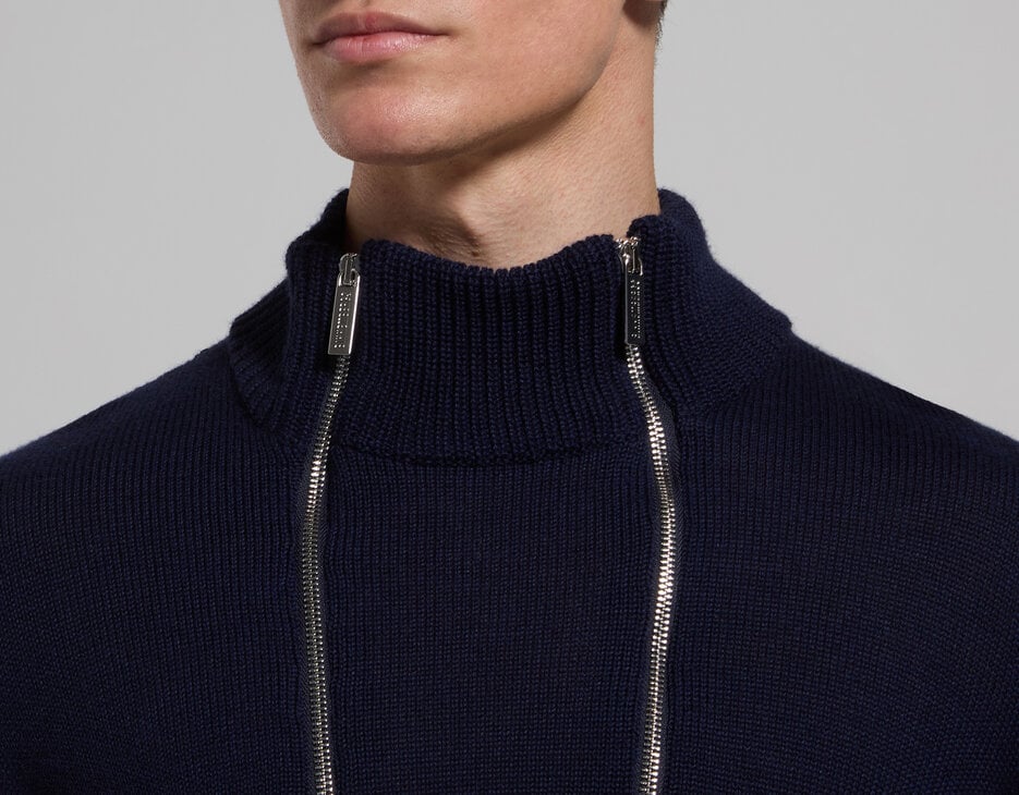 Men’s sweater with zipper details, BLACK IRIS Men’s sweater with zipper details, BLACK IRIS, hi-res-1