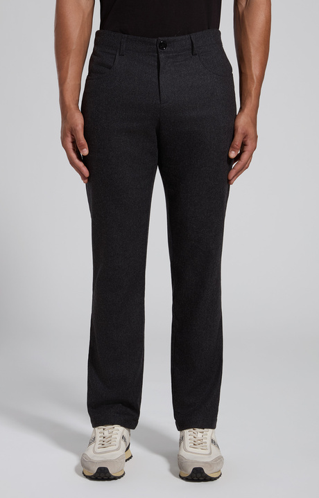 Men's grey flannel pants with back detail, DARK GREY MELANGE, hi-res-1