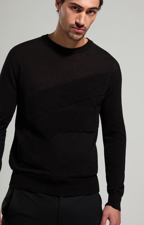 Men's jacquard pullover, BLACK, hi-res-1