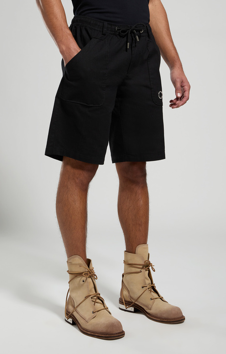 Men's linen shorts, BLACK, hi-res-1