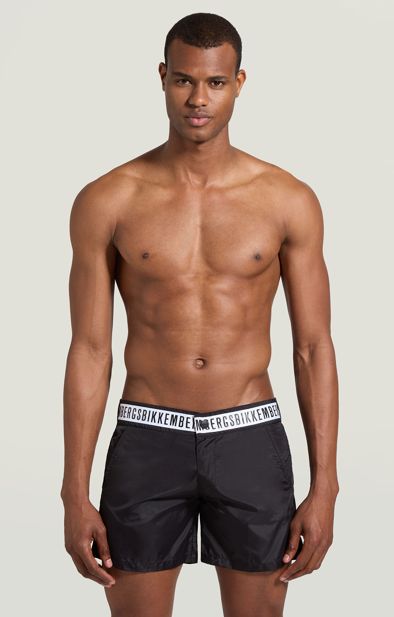 Black Men s swim shorts with tape Bikkembergs