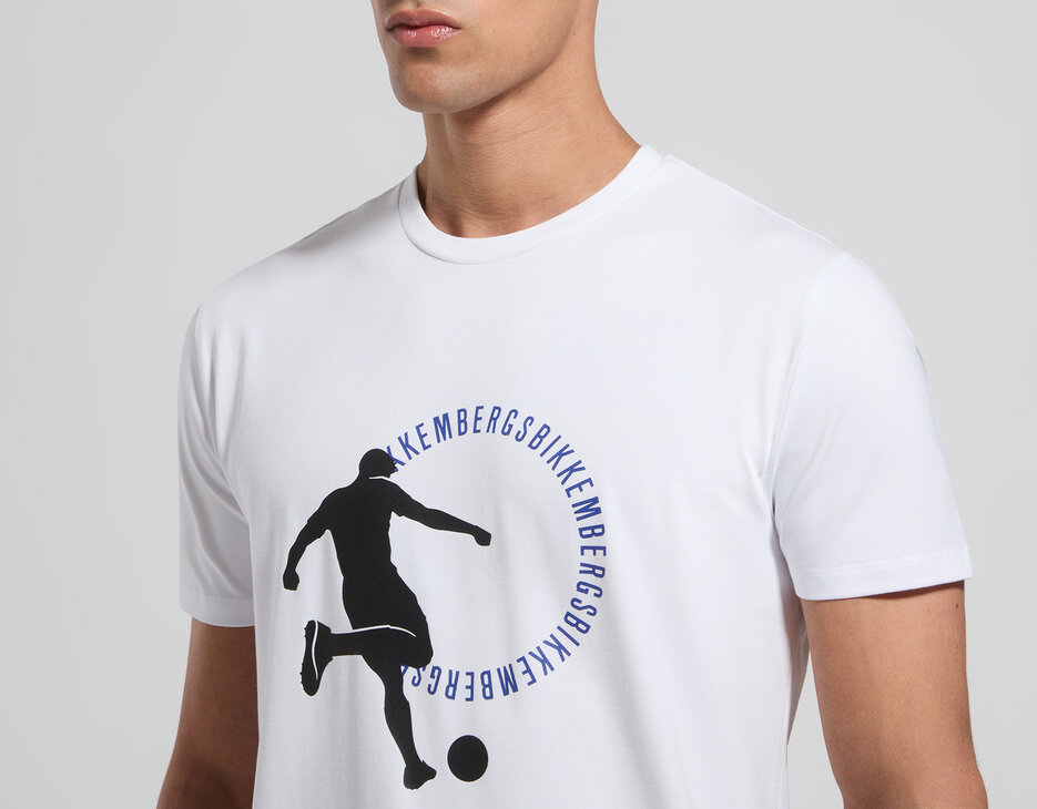 Men's soccer print T-shirt - slim fit, WHITE Men's soccer print T-shirt - slim fit, WHITE, hi-res-1