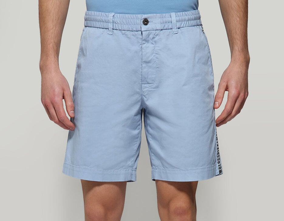 Men's shorts with elastic waistband, AZURE Men's shorts with elastic waistband, AZURE, hi-res-1