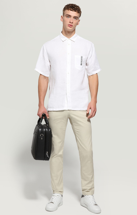 Men's linen shirt garment dyed, OPTICAL WHITE, hi-res-1
