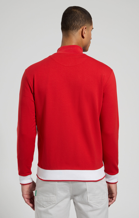 Men's sweatshirt with contrast bands, POMPEIAN RED, hi-res-1