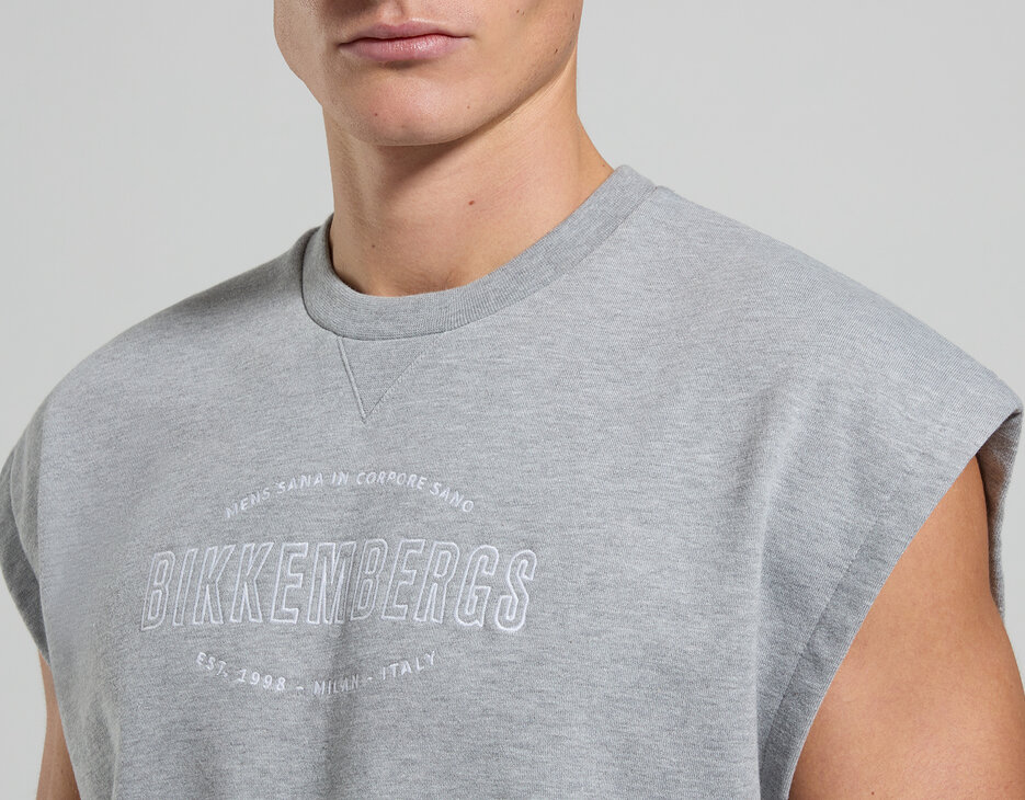 Men's loose fit sweatshirt, GREY MELANGE MID/LIGH Men's loose fit sweatshirt, GREY MELANGE MID/LIGH, hi-res-1