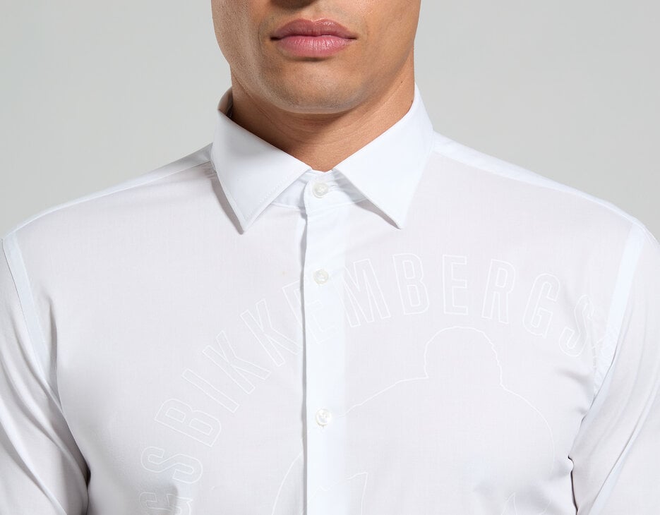 Logo print men's shirt - slim fit, WHITE Logo print men's shirt - slim fit, WHITE, hi-res-1