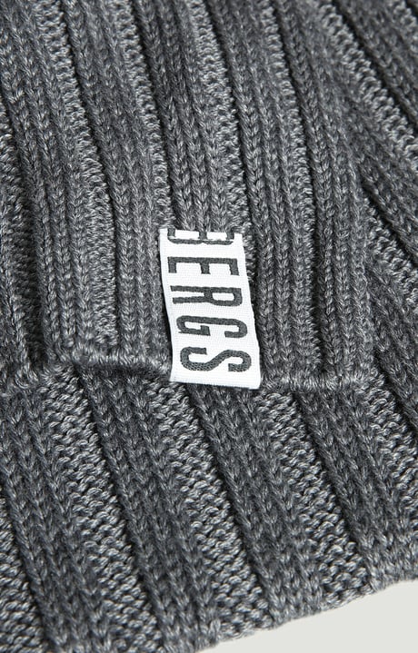 Ribbed scarf with tape 40x180 cm, GREY Ribbed scarf with tape 40x180 cm, GREY, hi-res-1