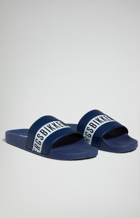 Men's rubber sliders - Pool, NAVY/WHITE, hi-res-1