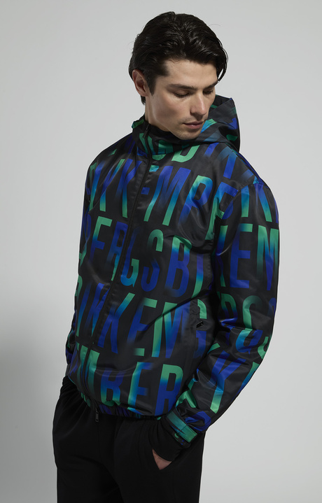 Men's all-over logo windbreaker, BLACK, hi-res-1