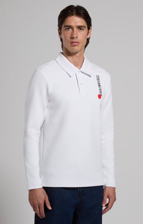 Long-sleeve polo shirt for men, WHITE Long-sleeve polo shirt for men, WHITE, hi-res-1