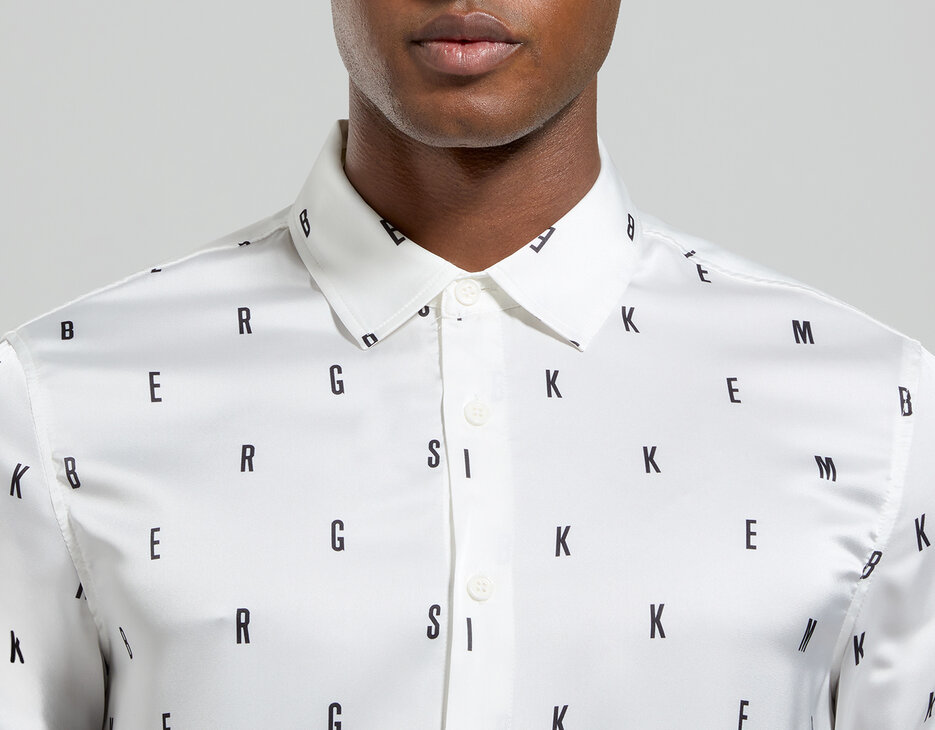 Slim fit men’s satin shirt, WHITE, hi-res-1