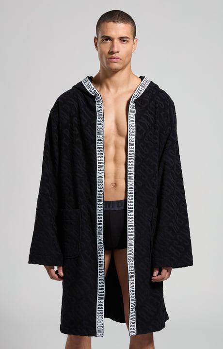 Men's robe, BLACK Men's robe, BLACK, hi-res-1