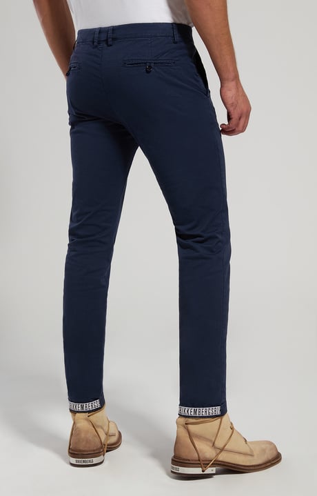 Men's chinos with embroidery, DRESS BLUES, hi-res-1