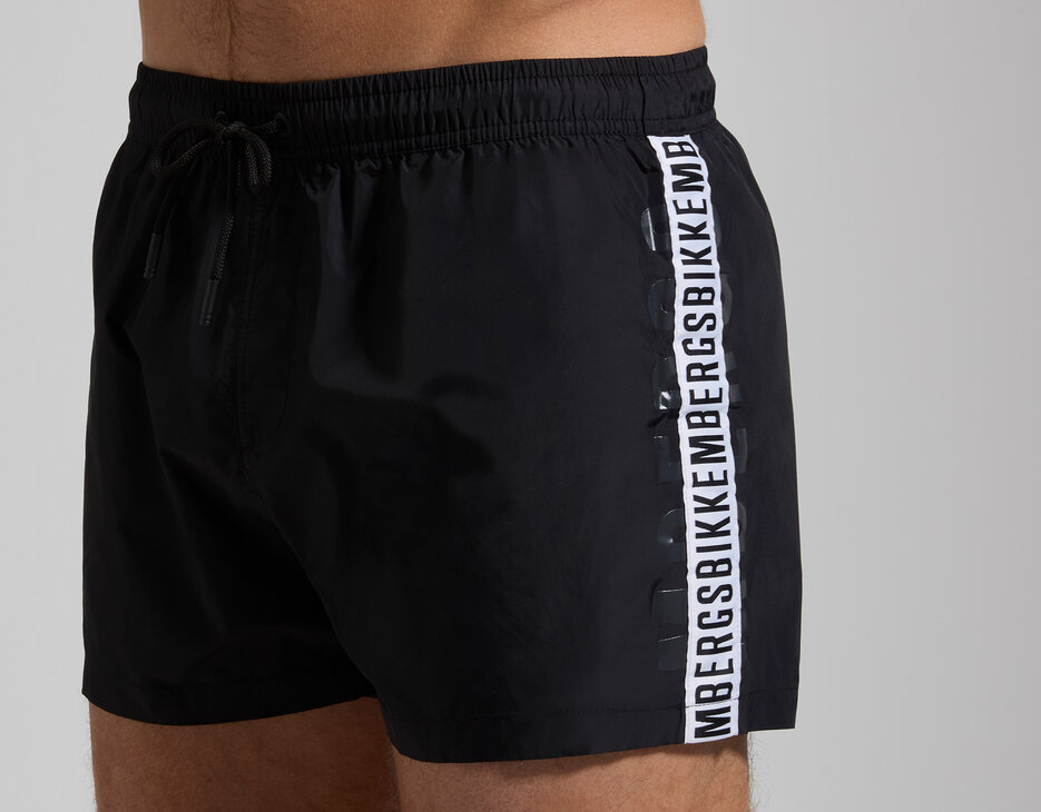 Men&rsquo;s swim shorts with drawstring, BLACK, hi-res-1