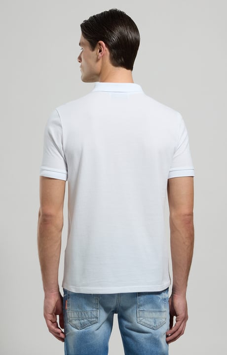 Men's polo shirt in mercerized cotton , WHITE Men's polo shirt in mercerized cotton , WHITE, hi-res-1
