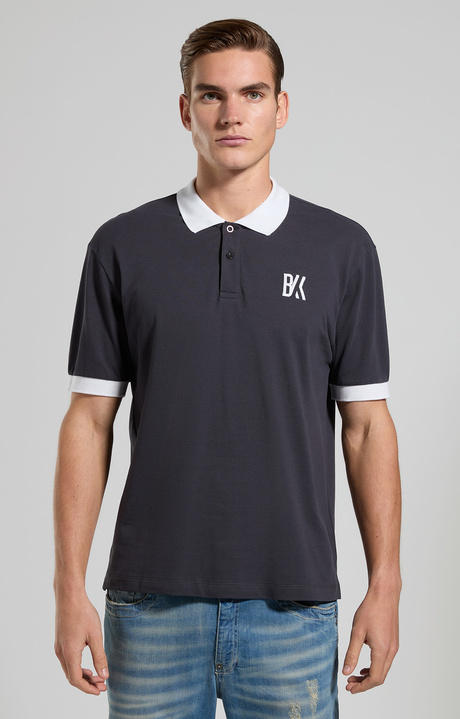 Polo uomo in piquet di cotone, BLACK IRIS, hi-res-1