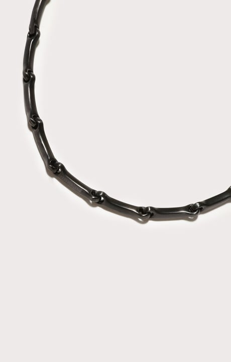 Men's necklace with hammered effect, DARK GREY Men's necklace with hammered effect, DARK GREY, hi-res-1