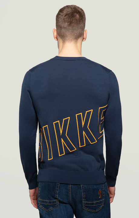 Men's knitwear with outline logo, BLUE Men's knitwear with outline logo, BLUE, hi-res-1