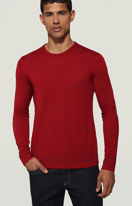 Men's sweater virgin wool, MERLOT, hi-res-1