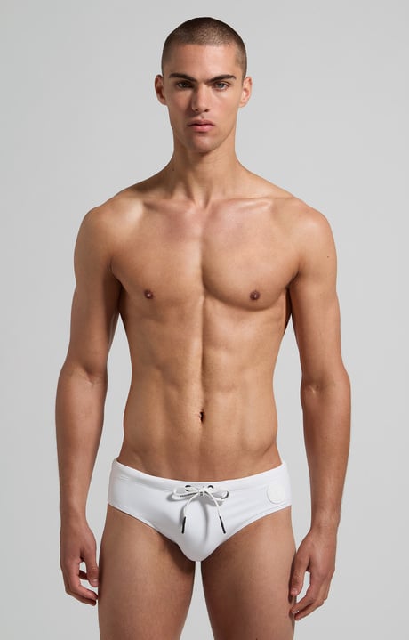 Men's swim briefs - tape, WHITE Men's swim briefs - tape, WHITE, hi-res-1