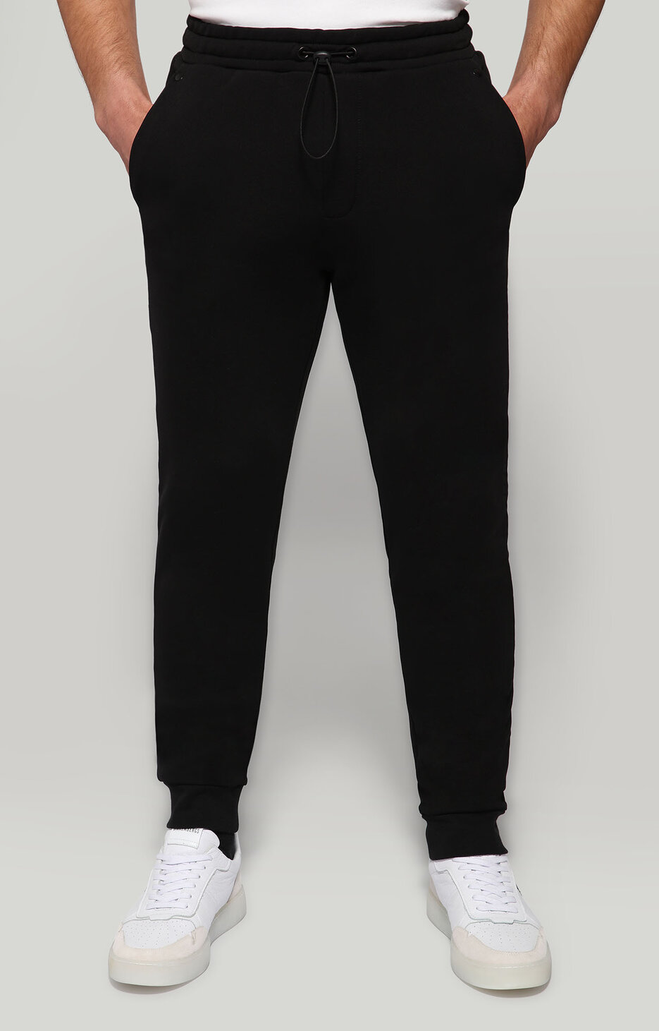 Men's sweatpants with tape, BLACK Men's sweatpants with tape, BLACK, hi-res-1