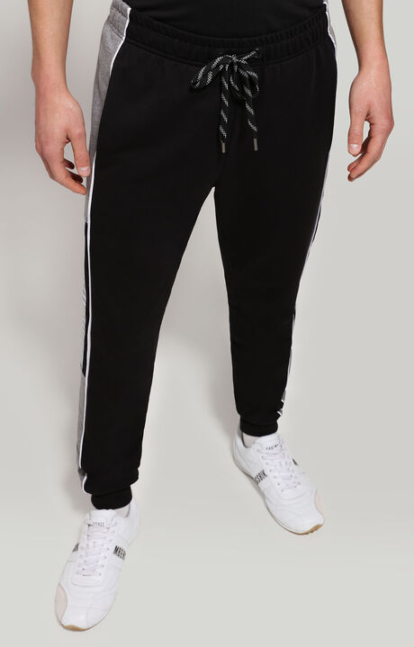 Men's color block sweatpants , BLACK/WHITE, hi-res-1