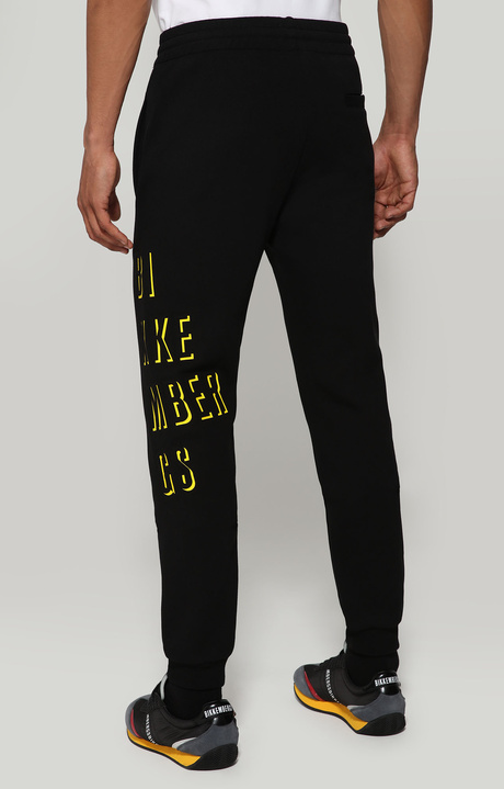 Men's diagonal fleece sweatpants, BLACK, hi-res-1