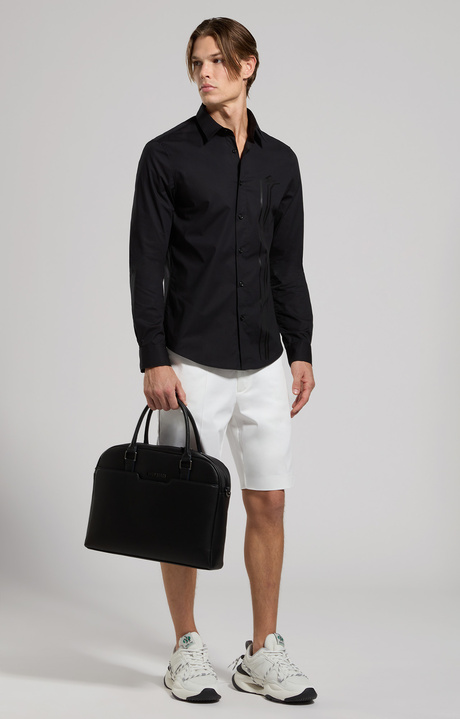 Camicia uomo stampata slim fit, BLACK, hi-res-1
