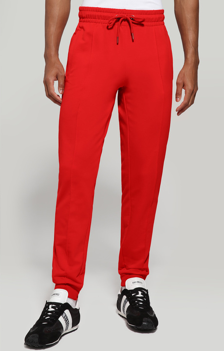 Men's fleece joggers with tape, RED, hi-res-1