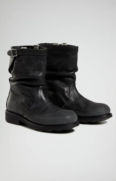 Vintage men's leather boots, BLACK Vintage men's leather boots, BLACK, hi-res-1