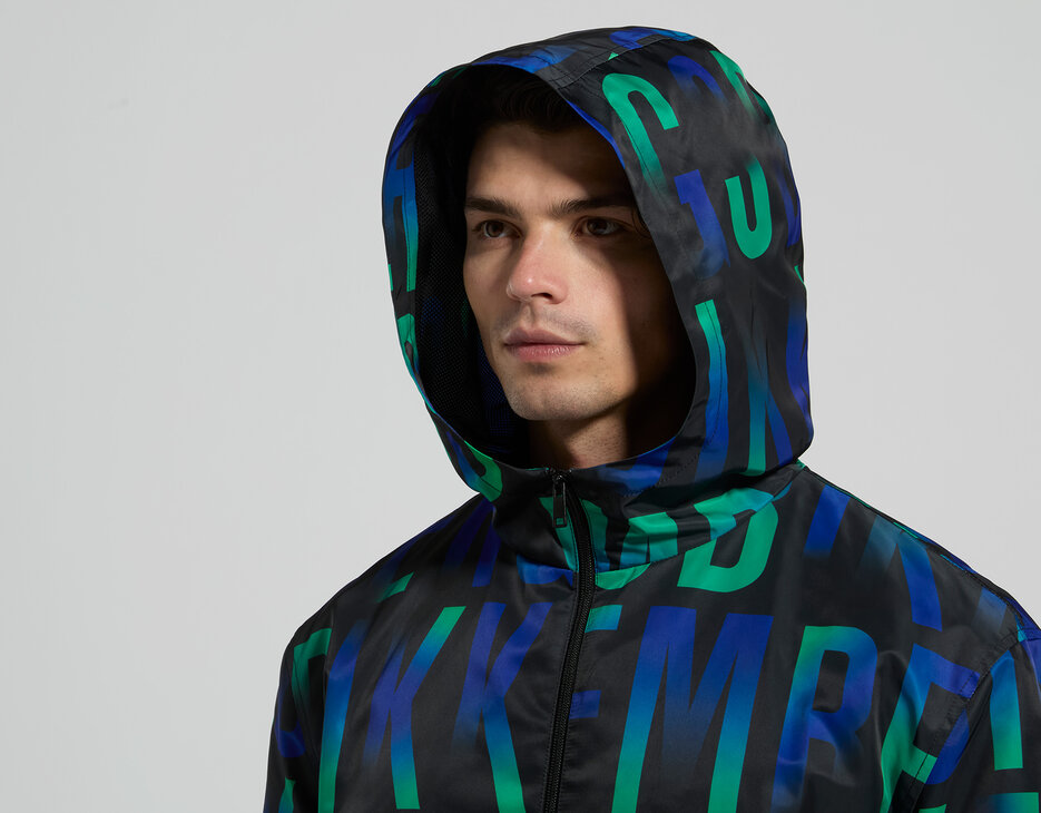 Men's all-over logo windbreaker, BLACK, hi-res-1