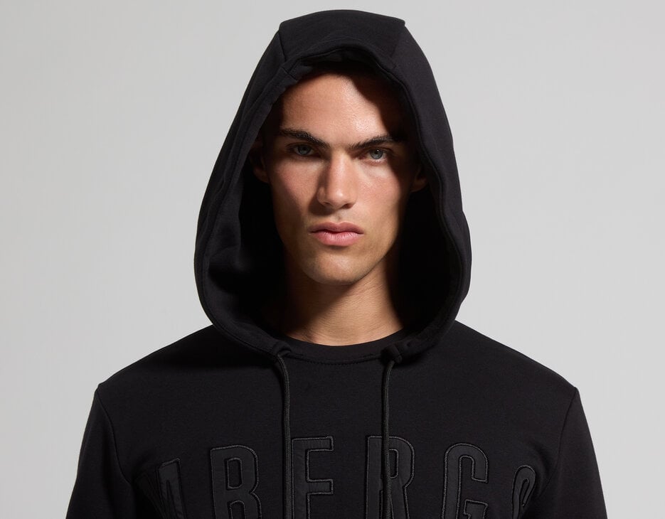 Men's embroidered hoodie, BLACK Men's embroidered hoodie, BLACK, hi-res-1